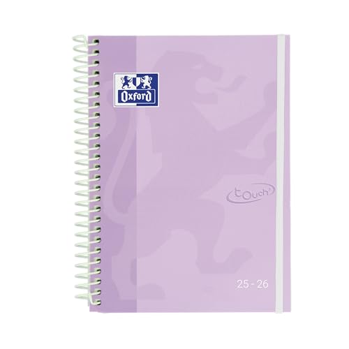Oxford Touch, Agenda 2025 2026, Semana Vista, Tapa Extradura, A5 (15x21 cm), Español, Color Malva
