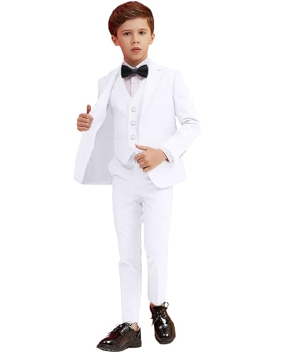 Image of Boys' Formal Suit 5 Piece Slim Fit Suits for Boy Kids Tuxedo Toddler Wedding Ring Bearer Outfit Teen Communion Dress
