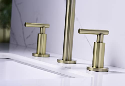 Robinet de lavabo chic à arc élevé avec 3 trous et double commande en laiton - 6