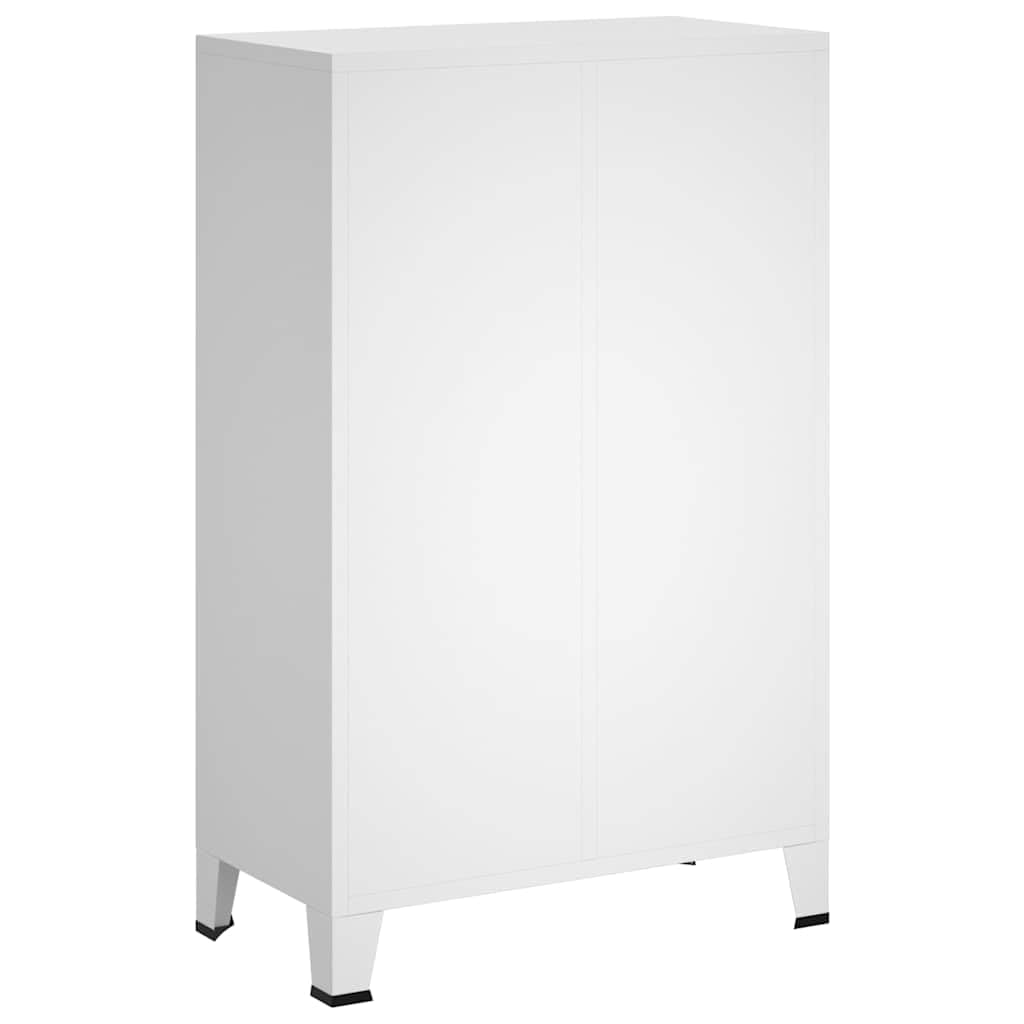 Biała stalowa szafka przemysłowa 67x35x107 cm z 2 półkami i 2