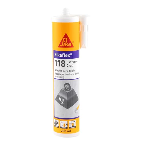 SIKA - Sikaflex 118 Extreme Grab, Masilla adhesivo de construcción para montaje sin fijación temporal, Potente agarre inicial, interior y exterior, Blanco, 290 ml