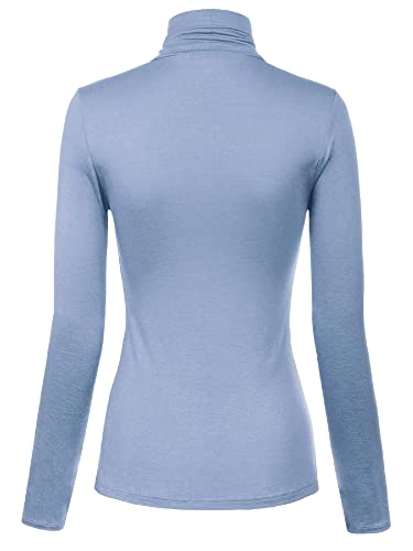 Image of MixMatchy Women's Slim Lightweight Long Sleeve Pullover Turtleneck Mock Shirts Base Layer Undershirts Active Tops