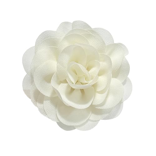 85mm Broches Délicates En Forme De Rose En Mousseline De Soie Faites à La Main En Tissu Épingles à Revers Pour Femmes Fête Banquet Robe Costume Vêtements Accessoires Bijoux Cadeaux (Beige)