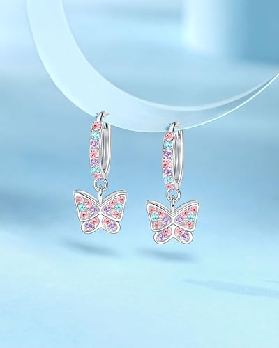 Hypoallergenic Butterfly Hoop Earrings for Girls - Birthday Christmas Back to School Graduation Gifts3