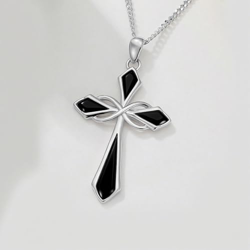 Genuine Turquoise Cross Necklace for Women Infinity 925 Sterling Silver Green Stone Pendant Jewelry for Her Wife Mom Sister Girlfriend4