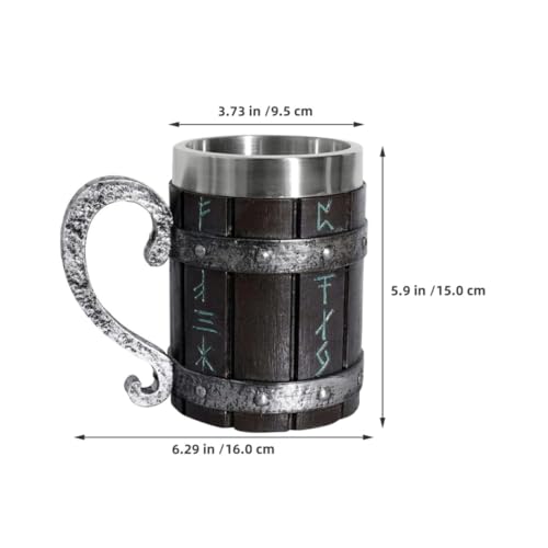 Jarra de cerveza diseño barril vintage taza de madera y acero inoxidable resistente 3