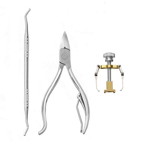 HASTHIP® 3Pcs Toe Nail Correction Tool Pedicure Tool + Ingrown Toe Nail Lifter + Stainless Steel Nail Clipper/Nipper