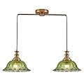 HDDFL Vintage Pendant Light Fixtures Modern Green Glass Hanging Lighting with Adjustable Cord for Kitchen Island Dining Room Living Room Hallway