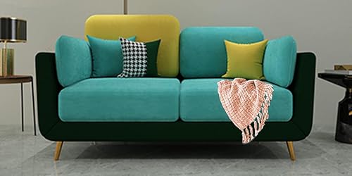 Image of Black Wood Modern Montez Luxurious Velvet 2 Seater Sofa for Bedroom, Living Room, Dining Room, Drawing Room, Home Office in Bug Resistant Wood (Turquoise & Green, 2 Seater)