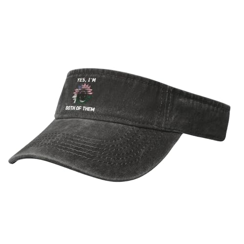 Sun Visor Hats Yes, I'm Both of Them Pakistan USA America Flag Adjustable Ball Caps Empty Top Baseball Running Tennis for Men Women Outdoor Travel Beach Black