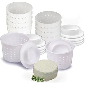 10 pcs Small Cheese Mold for Cheese Making with a Follower 1/3 QT – Cheddar Cheese Making Basket Kit – Homemade Cheese Making Supplies – Hard Cheese Form Molds – Moldes Para Queso Fresco Casero