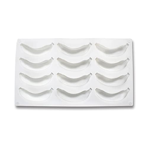 S-TROUBLE Baking Pan, 12 Cavity 3D Banana Silicone Mold for Baking Chocolate Mousse Cake Pastry Mould