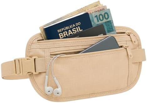 Doleira Porta Dólar Viagem Documento Passaporte - Bege
