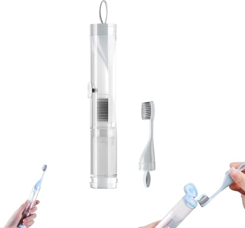 Velae 3 in 1 トラベル歯ブラシキット 折りたたみトラベルサイズ 旅行用歯磨き粉容器内蔵 携帯歯ブラシ 旅行用歯ブラシとハミガキセット 旅行 キャンプ用 (ホワイト, 1)