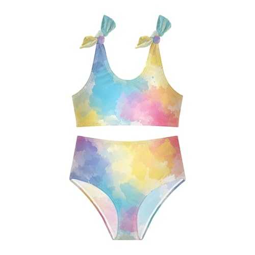 KLL Rainbow Gradient Girl Two Piece Bikini Set Quick-Dry Swimsuits Swimming Suits Adjustable Shoulder Strap3