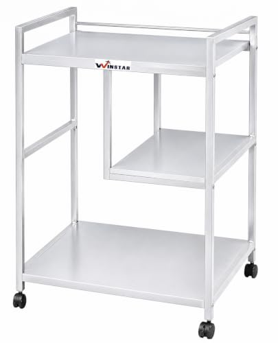 Image of WINSTAR Printer Stand, Solid & Sturdy, Modern Contemporary Look, Space Saving, Made in India (Silver, 3 Tier Split Shelf)