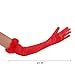 Aiphamy Long Satin Opera Gloves with Feather Trim, 1920s 20s Evening Bridal Wedding Tea Party Elbow Length Gloves for Women (Red, One Size)