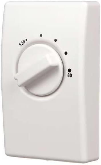 Line Voltage Attic Fan Thermostat, 80 to 130 Degree Analog Dial, Cool Only, White, Mfr: 1A22-7-A