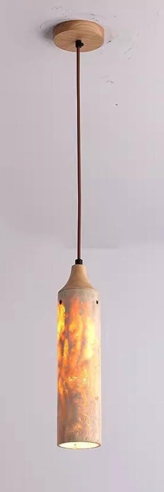 TONFON Modern Wabi Sabi Chandelier Farmhouse Travertine Cylinder Pendant Light Vintage Modern Hanging Lamp for Kitchen Island Living Room Bedroom Bedside Dining Room Hallway