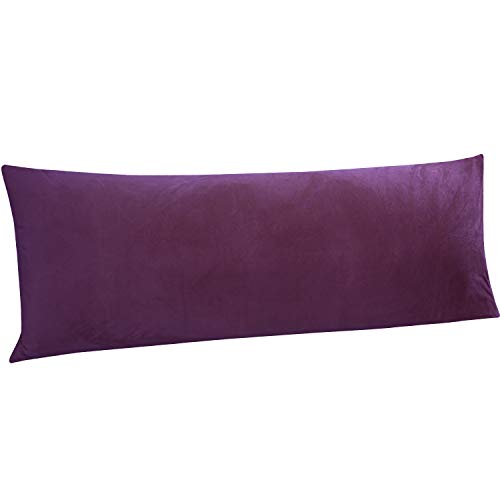 Image of NTBAY 1 Pack Zippered Velvet Body Pillow Cover, Super Soft and Cozy Luxury Fuzzy Flannel 20x54 Long Pillowcase with Zipper, 20x54 Inches, Purple