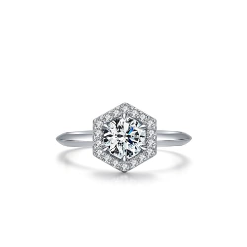 Bague femme argent 925 cadeau d'anniversaire romantique avec halo étincelant