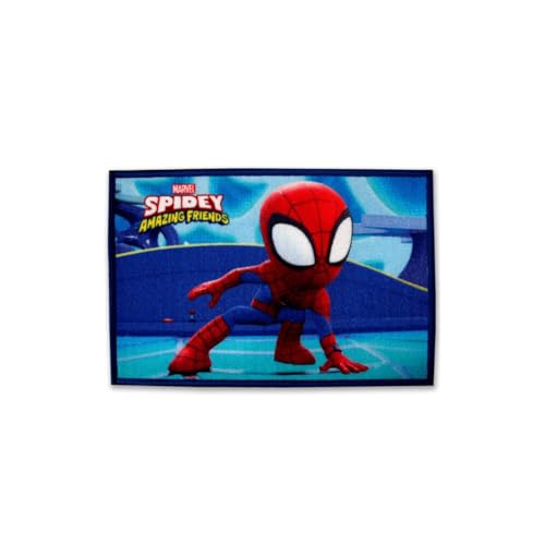 Image of Athom Living Cartoon Printed Themed Multi Colored Kids Premium Nylon Bathmat, with Latex Backing, Anti-Slip Bathmat, 37 x 57 cm, Pack of 1 (Spidey)