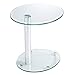 Rfiver Oval Clear Coffee Table End Table Top Small Side Table Corner Table for Living Room Bedroom Office Tempered Glass, ET3001