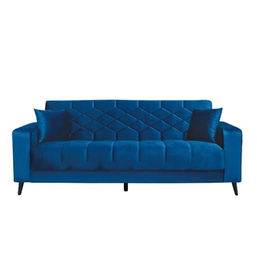 MONDO VIRO Sofabett 3-Sitzer Lisa aus Samt 225 x 85 cm 84 h (Blau)
