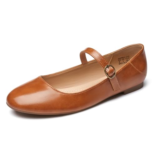 Image of Rekayla Flats for Women Mary Jane Shoes Women Round Toe Ballet Flats with Buckle Strap Comfortable Dress Shoes for Work Casual Daily Wear