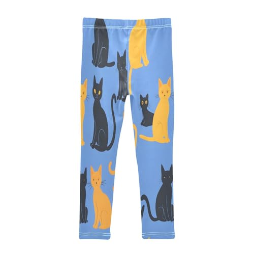 Toddler Girls Leggings Printed Yoga Pants Leggings Blue Background Cats for Kids2