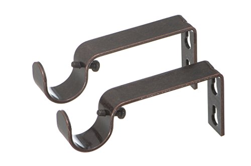 Ivilon Fixed Brackets for Curtain Rods - for 7/8 or 1 Inch Rods. Set of 2 - Oil Rubbed Bronze