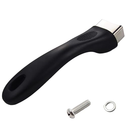 Manijas de repuesto para ollas, mango antideslizante de 6.4 pulgadas con tornillo, mango de plástico y acero inoxidable con agujero para colgar para cocina