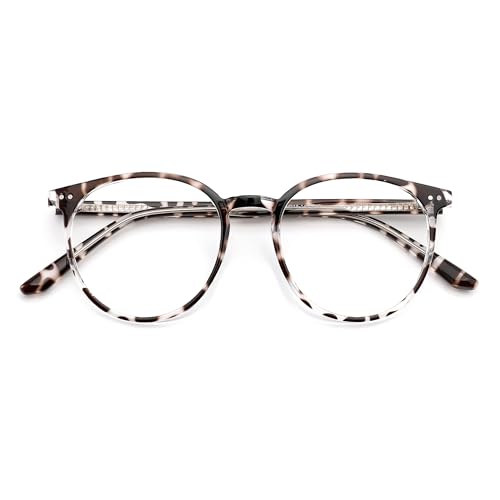 Image of Blue Light Blocking Glasses for Women and Men, Round Frame Computer Gaming Anti Eyestrain & UV Glare RF6213 (Leopard)