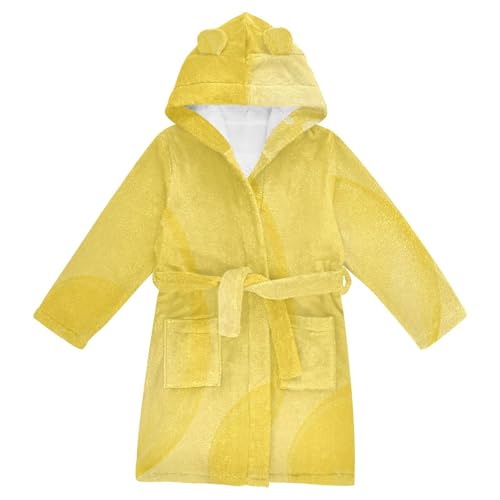 Kids Bath Robes Girls Light Yellow Pattern Hooded Pajamas