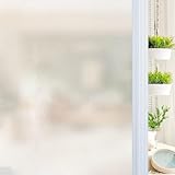 Qualsen Window Privacy Film Frosted Glass Window Film Static Cling Privacy Film for Glass Windows UV Bolocking Non Adhesive Window Film for Office Home Living Room Bedroom 11.8x78.7inch(30x200cm)