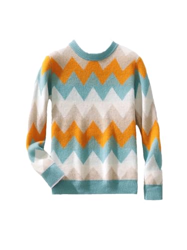 Men's Merino Wool Sweater Autumn Winter Thickened Loose O-Neck Stripe Knitted Pullover Contrast Color Jumper Top