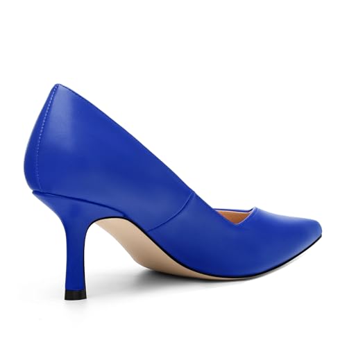 Image of Women Pointed Closed Toe 2.5 Inch Kitten Heel Slip On Pumps | Elegant Comfort Formal Dress Footwear, Versatile Ladies Shoes For Office Wedding Party Evening Daily Occasions