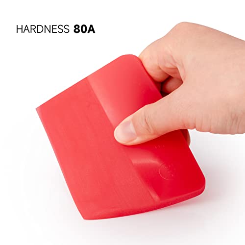 Image of FOSHIO PPF Squeegee for Vinyl, Red 80A Hardness Medium Size Anti-Scratch TPU Rubber Window Tint Squeegee for Paint Protection Film, Car Window Tinting