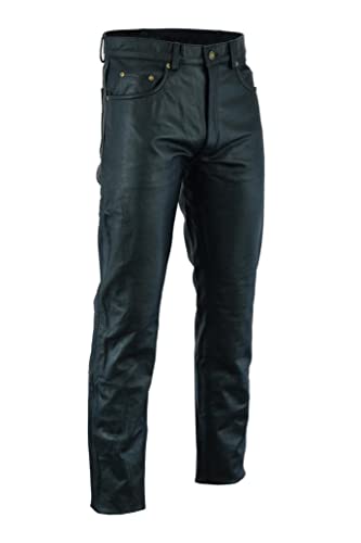 INTAN Safety with Style Motorcycle Leather Pants Black for Men IN-01BP (42)