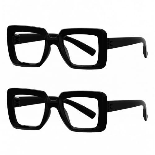 Image of Eyekepper Blue Light Glasses for Women, Square Black Eyeglasses 4.0, 2 Pack
