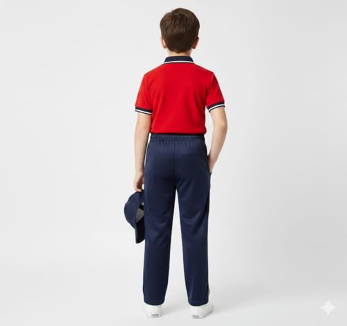 Image of Boys School Uniform Set | Red Polo T-Shirt & Navy Track Pant | Soft Cotton Fabric | Comfortable Daily School Wear for Kids