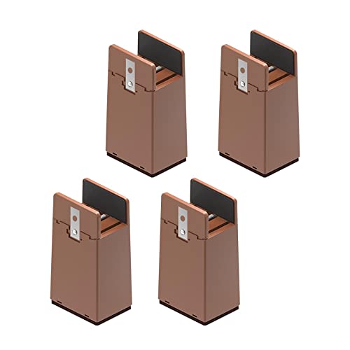 LZVMLNQI Paquete de 4 elevadores para muebles, patas elevadoras de silla, elevadores de mesa para muebles, 10 cm de alto, color marrón, 10 – 37 mm
