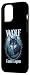 Hülle für iPhone 15 Pro Max Wolf Canis Lupus mit Holzrahmen und Bergblick Design