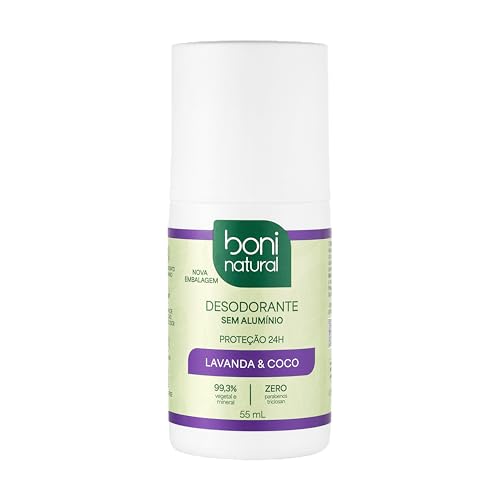 Desodorante Roll-On sem Alumínio, Natural, Vegetal e Vegano, Coco e Magnésio, com Perfume Suave de Lavanda, Boni...