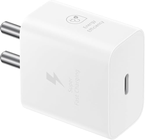 Image of 25W Original Charging Adapter Compatible with Samsung Devices S25 /S25 Plus /M36 /F36 /M35 /A35 /F35 / A14 /A15 /M15 /M05 /F15 /S21 /S23 fe /M14 /Z Fold 7 & Other, White (Only Adapter)