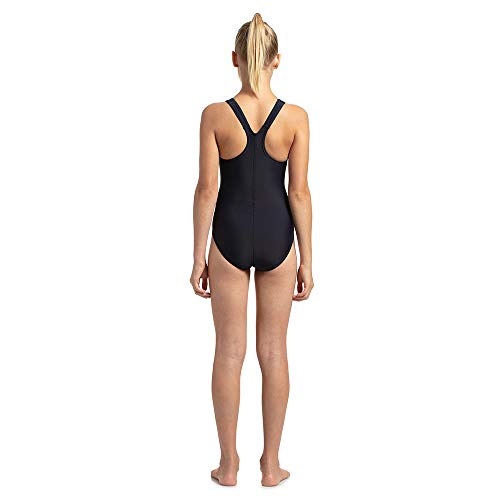Image of Speedo Girl's Endurance 10 High Chlorine Resistant UPF 40+ Sun Protection Lycra Racerback Swimwear - True Navy & Green Glow
