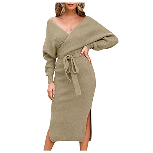 Robe portefeuille col en V et manches chauve-souris pour tenue de soirée