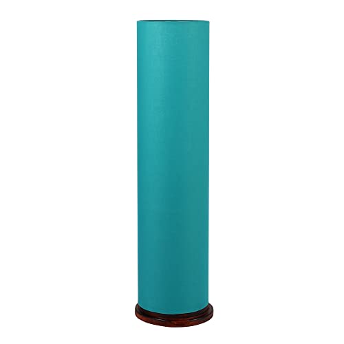 Image of Cylinder Shape Wooden Base, Corner Decorative Floor lamp, Bedroom, Living Room, Home Decor, Pack of 1 (Teal)