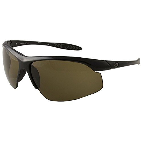 Gargoyles Men's Striker-Stalker Sport Sunglasses, Black Frame/Green Lens, one Size