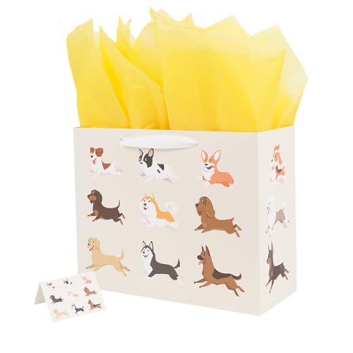 ysmile Dog Gift Bag with Wrapping Tissue for Men Women 12.6